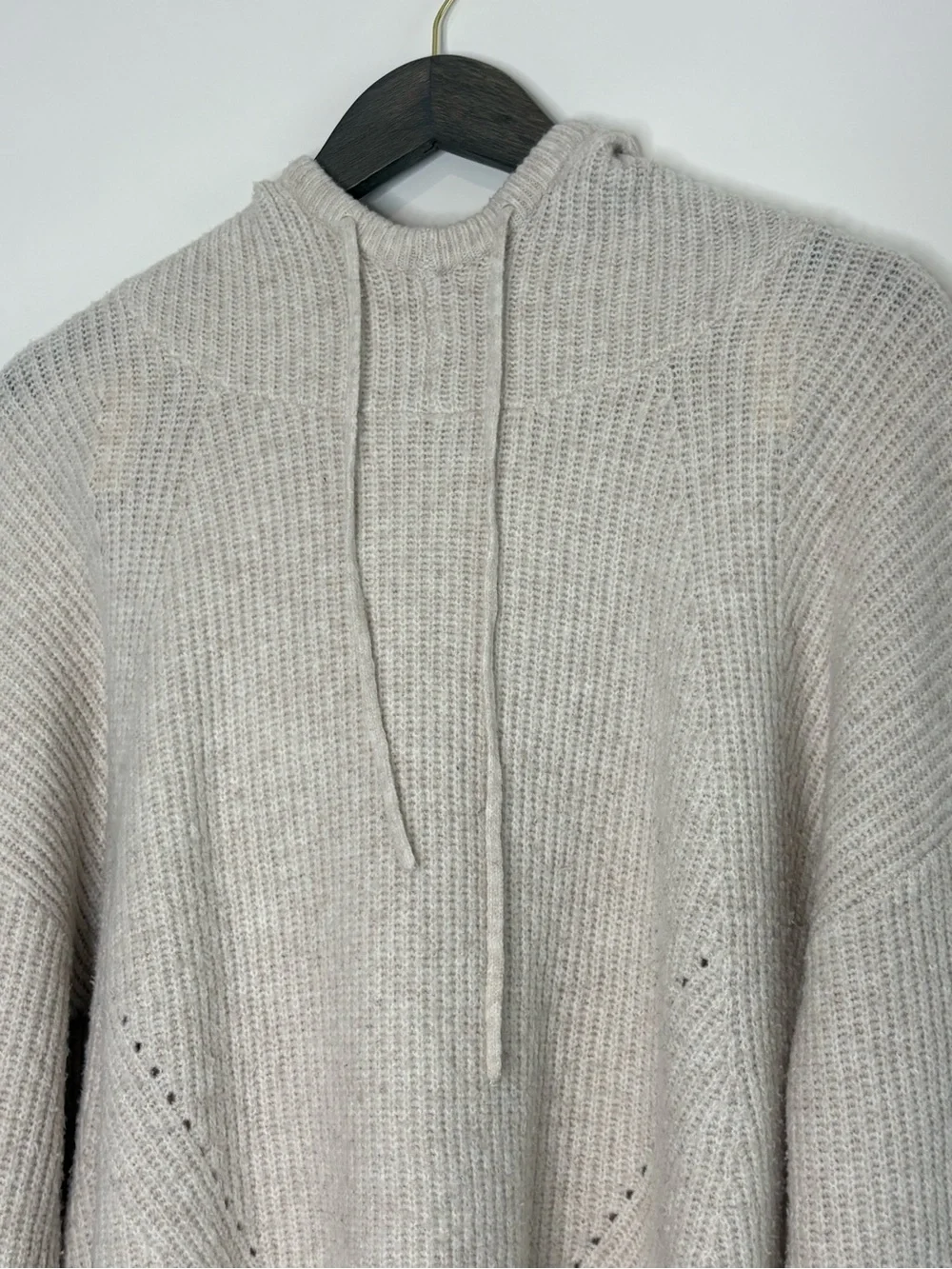 CALIA Womens Medium Slouchy Cream Ivory Knit Hooded Pullover Sweater Solid
